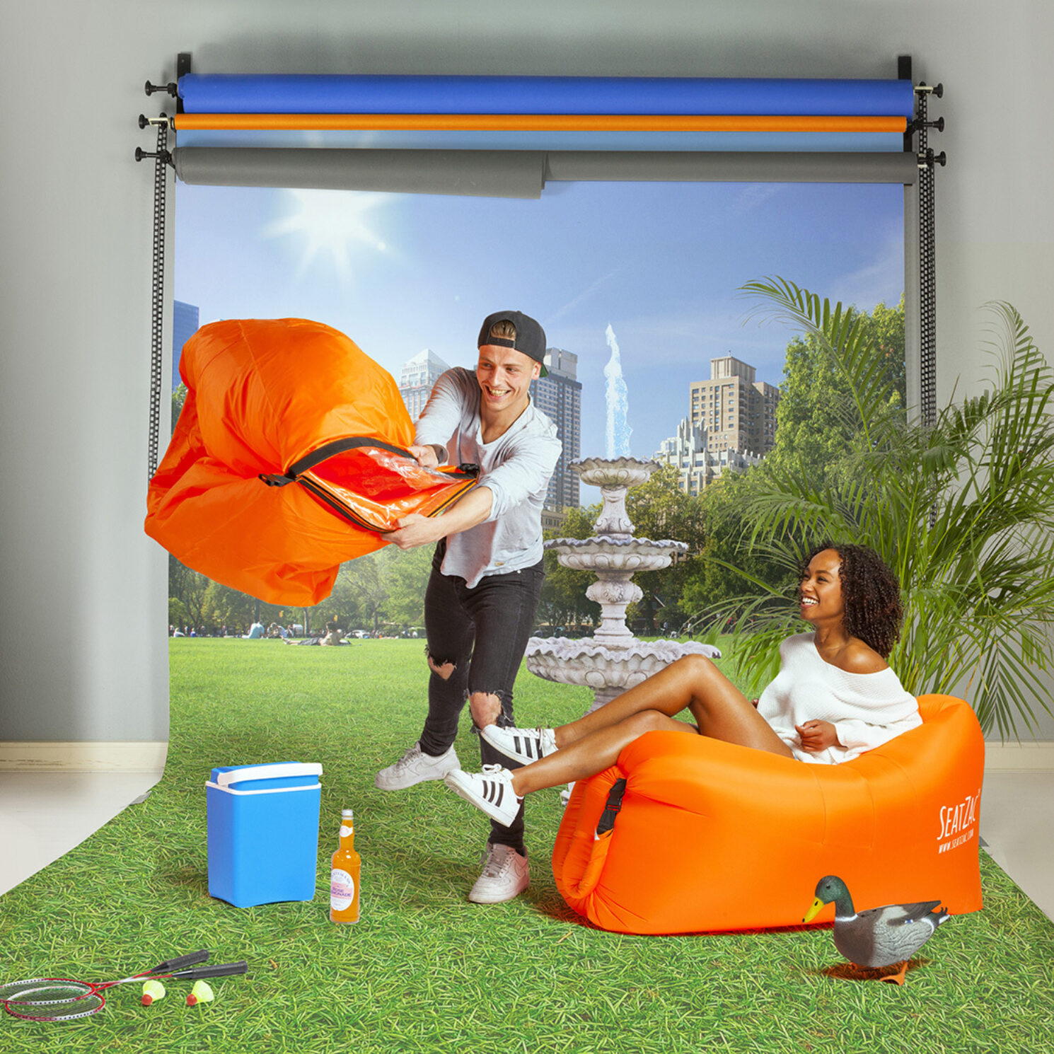 Oranje lucht zitzak bedrukken logo seatzac