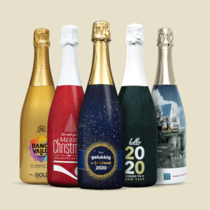 Champagnefles bedrukken eigen sleeve